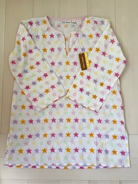 NWT ROLLER RABBIT KIDS White Rainbow Star & Heart Kurta Tunic, Girls Sz 12